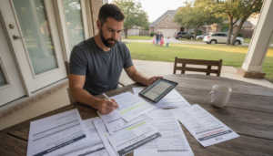 DFW driver reviewing auto insurance policy documents to avoid common auto insurance mistakes in the Dallas-Fort Worth area