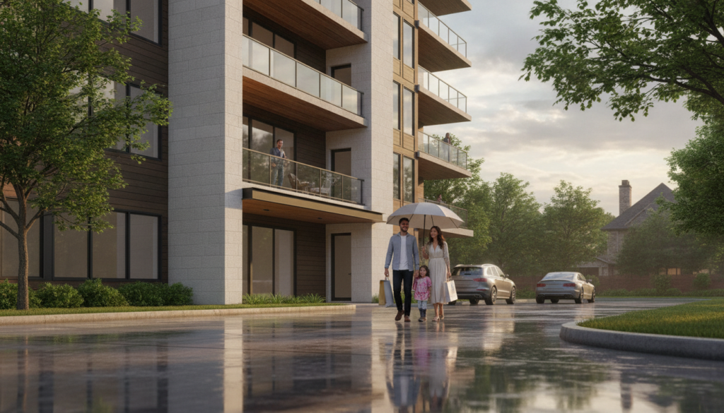 Modern condo building in Dallas Fort Worth representing condo insurance coverage Dallas Fort Worth for unit owners