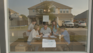 DFW homeowner reviewing a homeowners insurance policy at a kitchen table, illustrating common homeowners insurance mistakes DFW families make